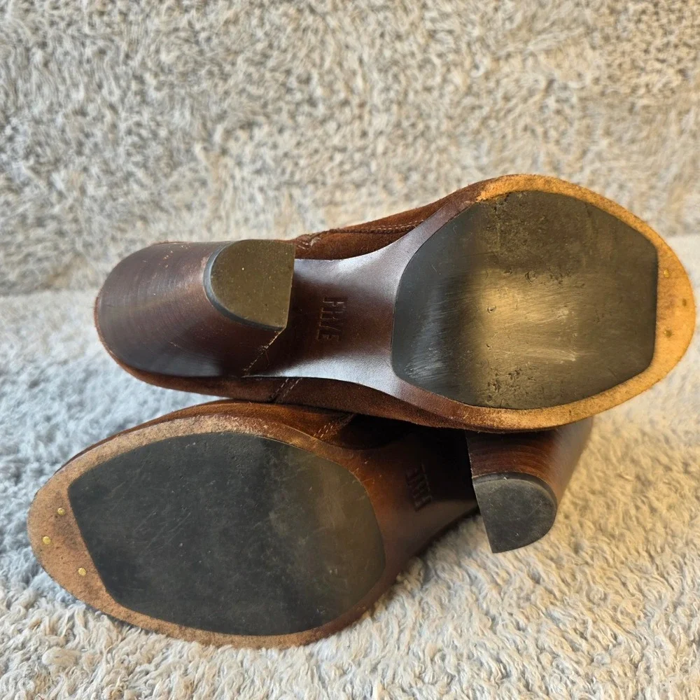 Frye Madeline Short Womens Size 6 Cognac Suede‎ Leather Western High Heel Boot